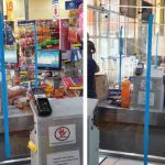 Barreiras de proteção de acrílico nos caixas do Supermercado Sondas